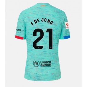 Lacne Muži Futbalové dres Barcelona Frenkie de Jong #21 2023-24 Krátky Rukáv - Tretina